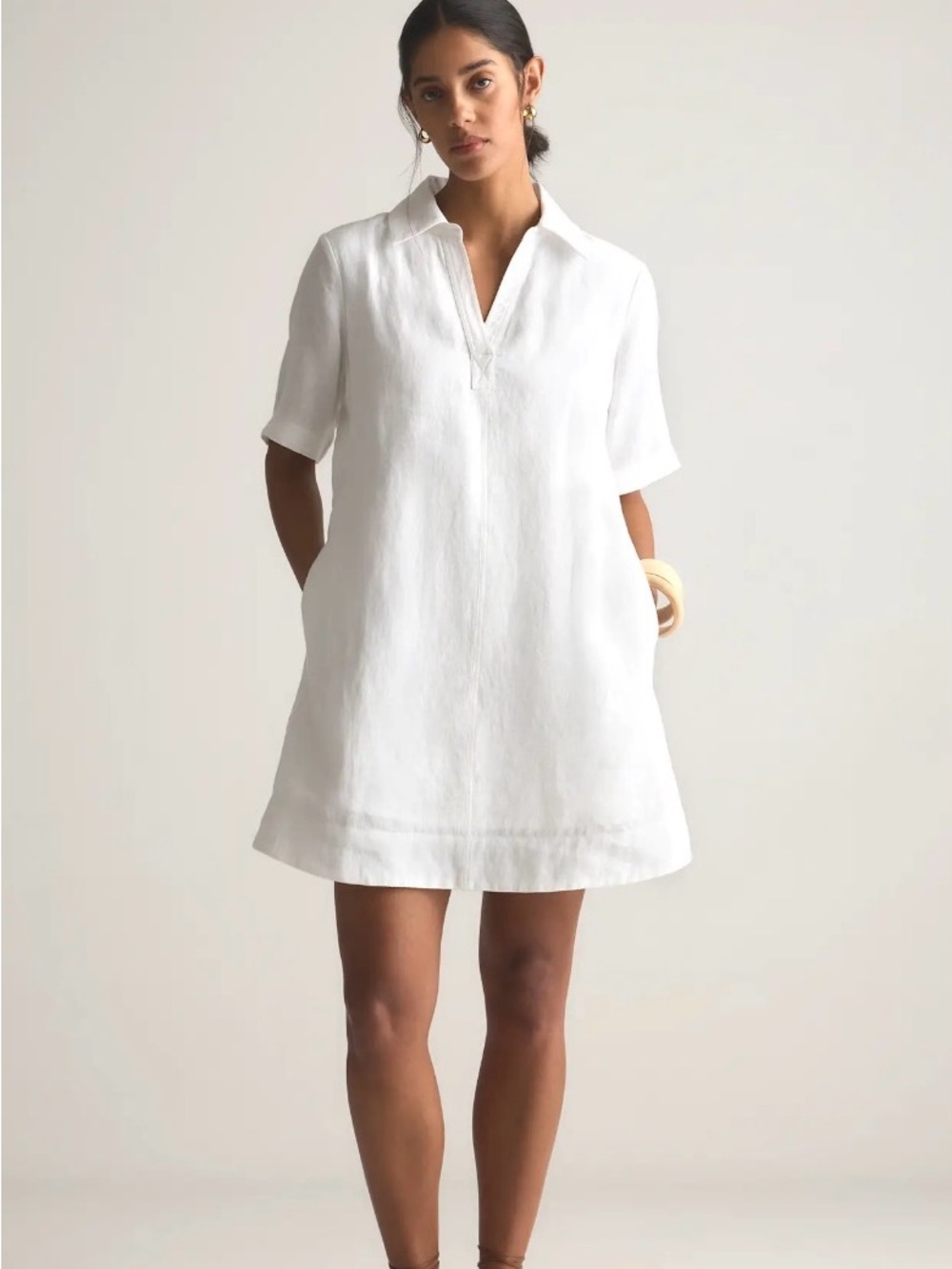 J. Crew White Short-Sleeve Mini Shift Dress